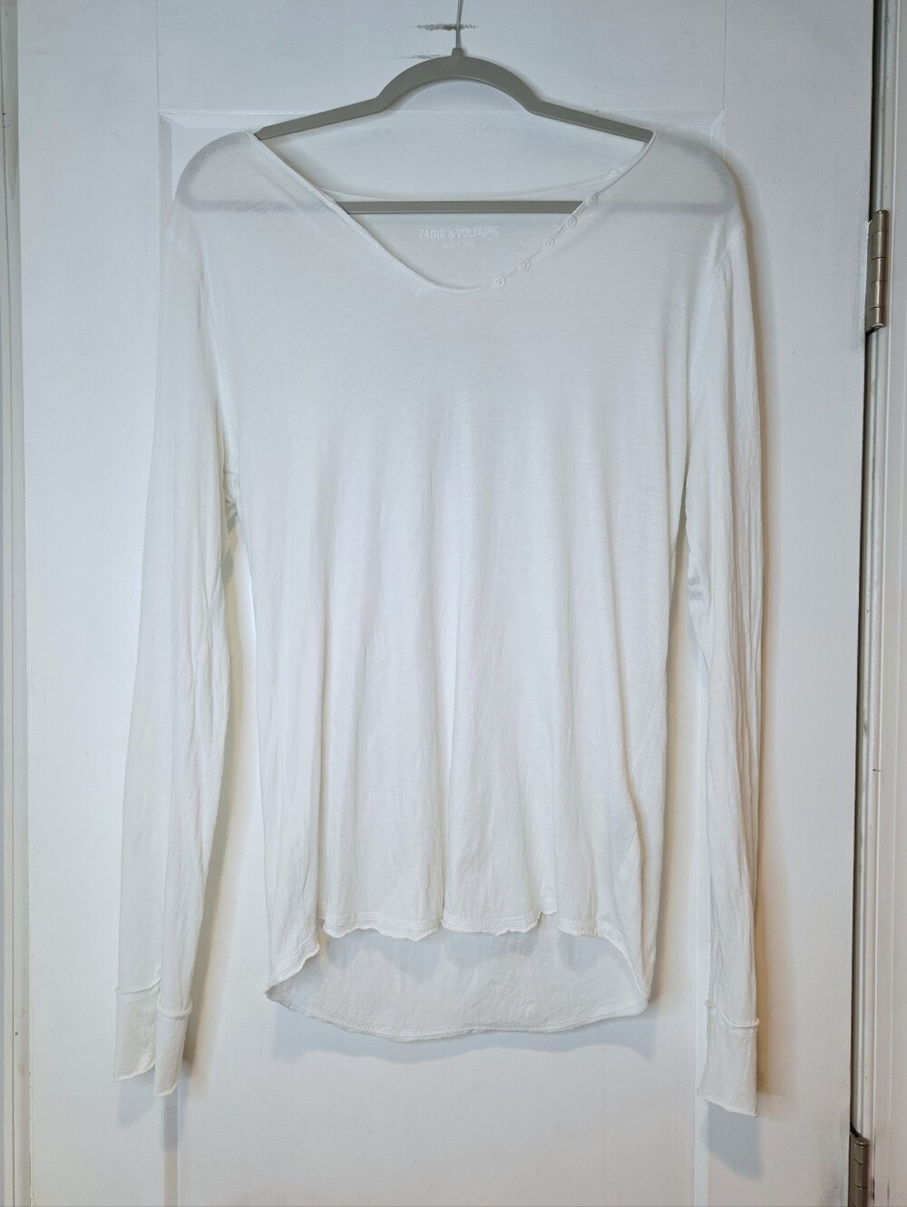 Zadig & Voltaire Art Is Truth Rhinestone Heart Long Sleeve Tee L